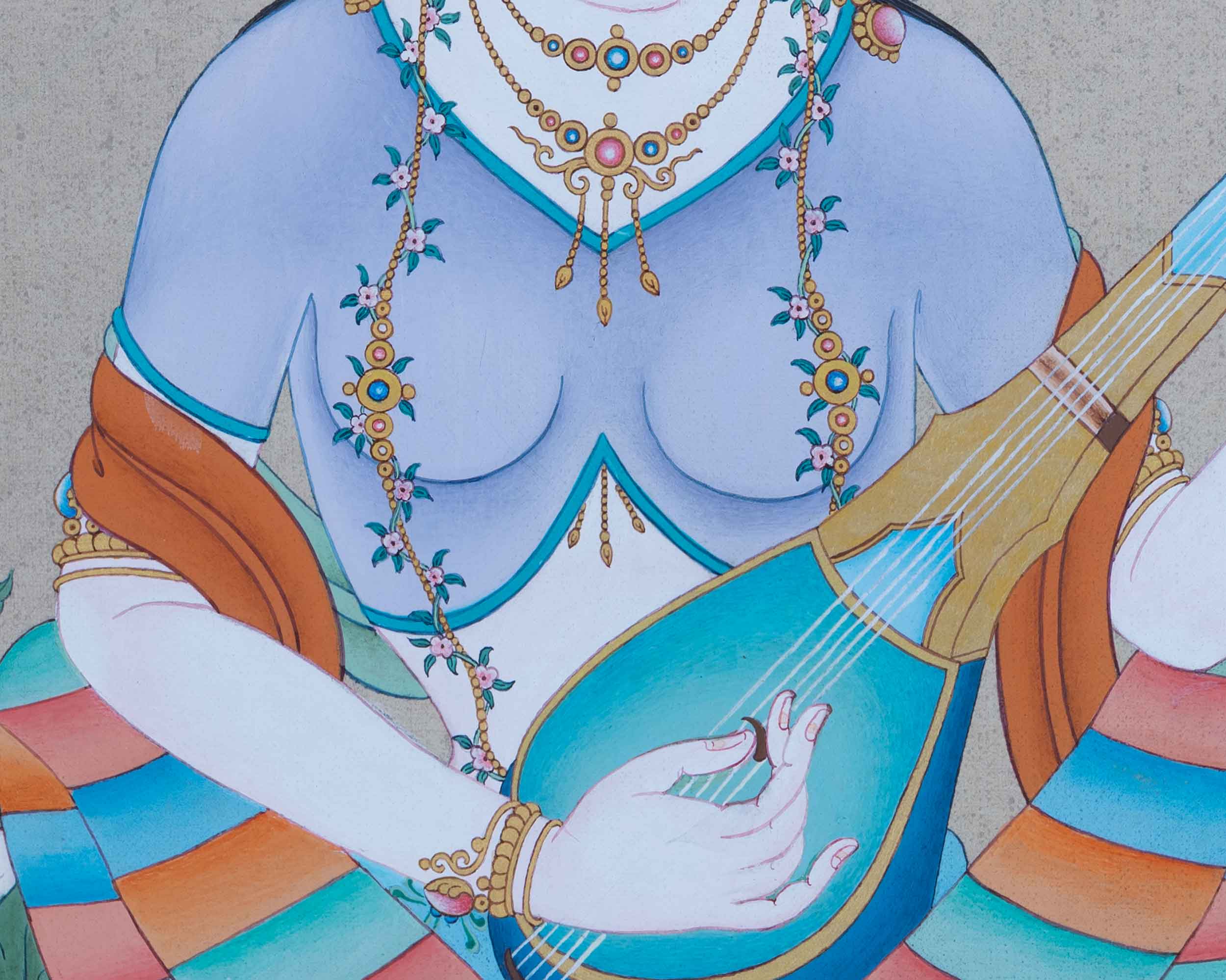 Tibetan Dakini Thangka For Saraswati Mantra Practice | Traditional Himalayan Thangka On Cotton Canvas