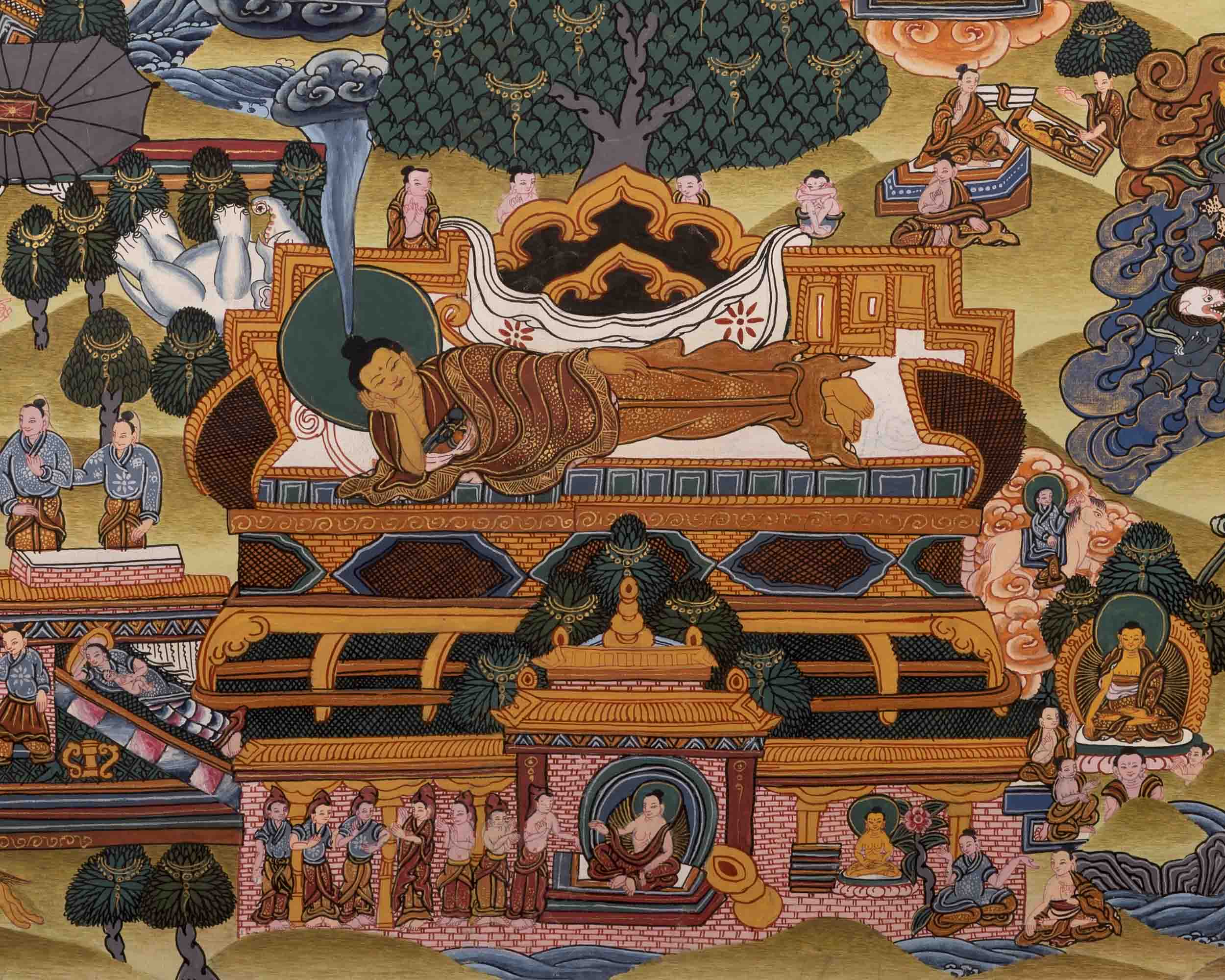 Buddha Life Story | Religious Buddhist Thangka | Wall Hanging Decors