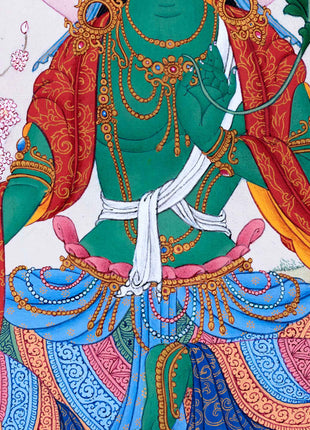 Green Tara, The Buddha Tara Devi Thangka For Healing & Longevity | Traditional Tibetan Buddhist Art