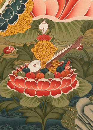 Green Tara Thangka | Female Bodhisattva Wall hanging Painting