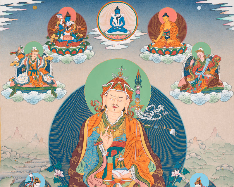 Padmasambhava Thangka | Eight Manifestation of Guru Rinpoche | Himalayan Tibetan Thangka Painting