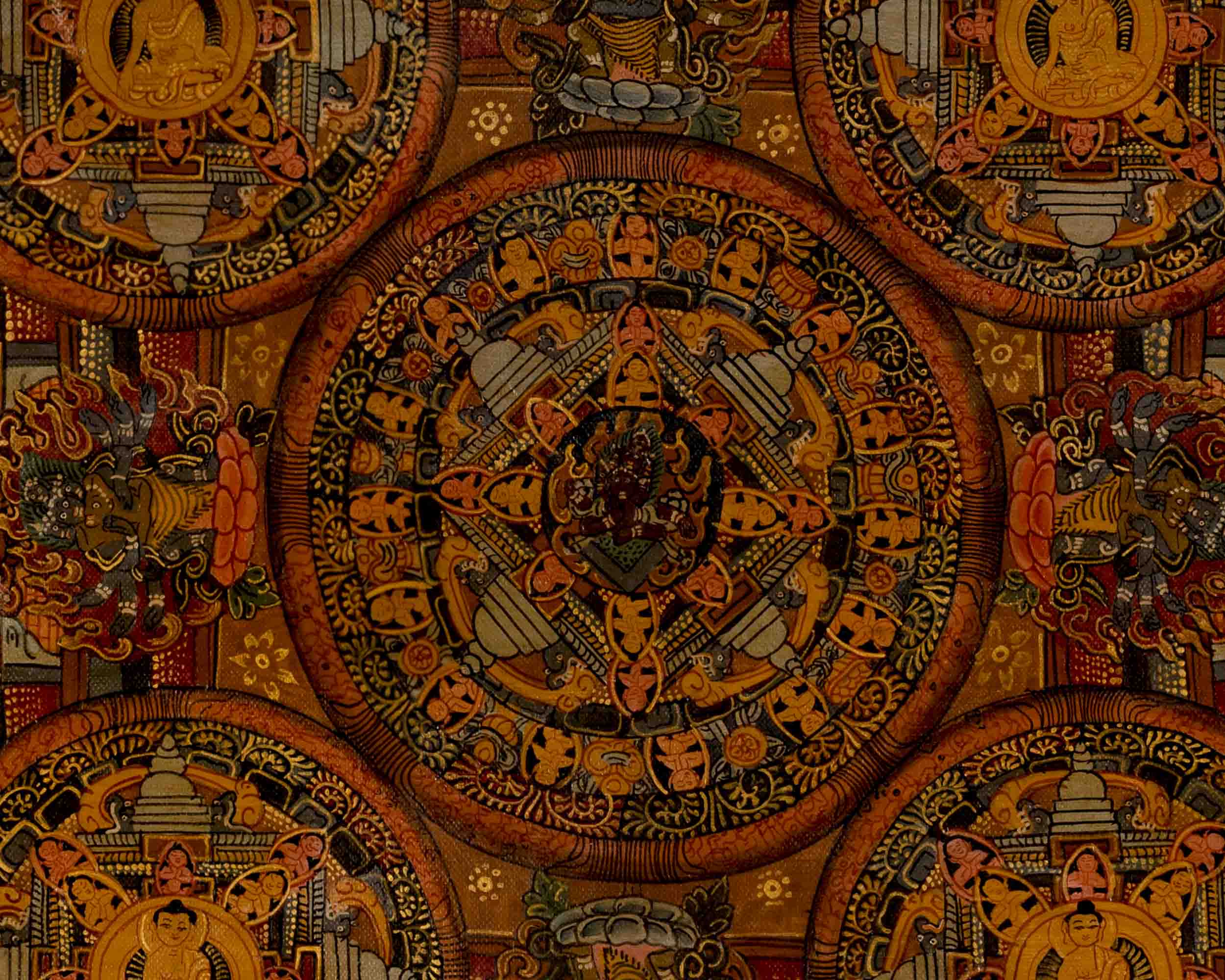 Tibetan Oil Varnished Heruka Mandala | Traditional Thangka