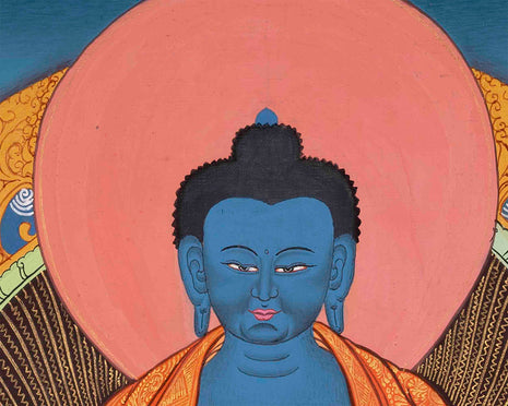 Thangka Of Medicine Buddha | 5 Dhyani Buddha | Religious Wall Decor