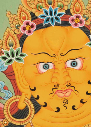 Dzambala Kubera Painting | Traditional Thangka Art | Religious Decoration