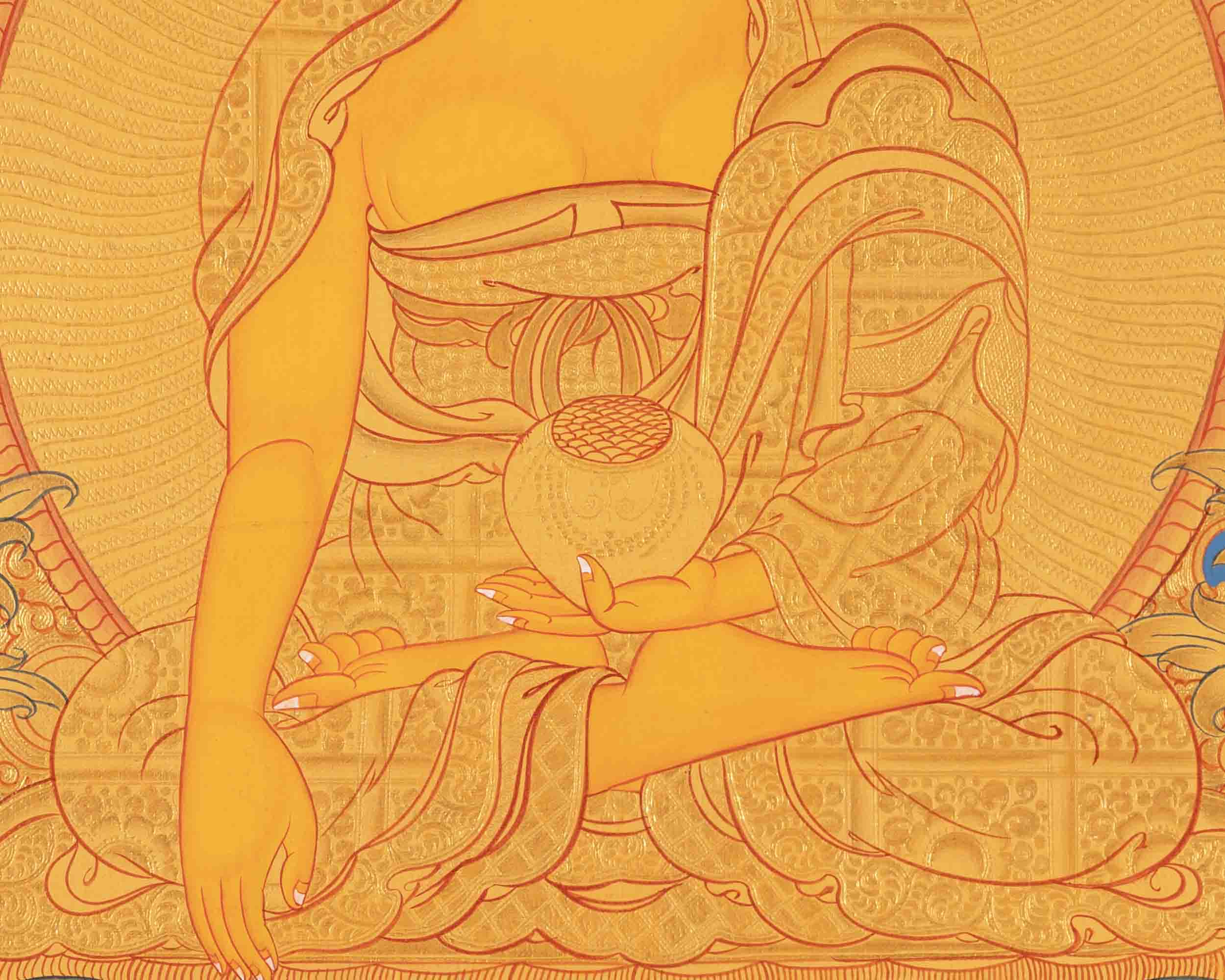 Buddhist Shakyamuni Buddha Thangka | Original Hand Painted 24k Gold Thangka