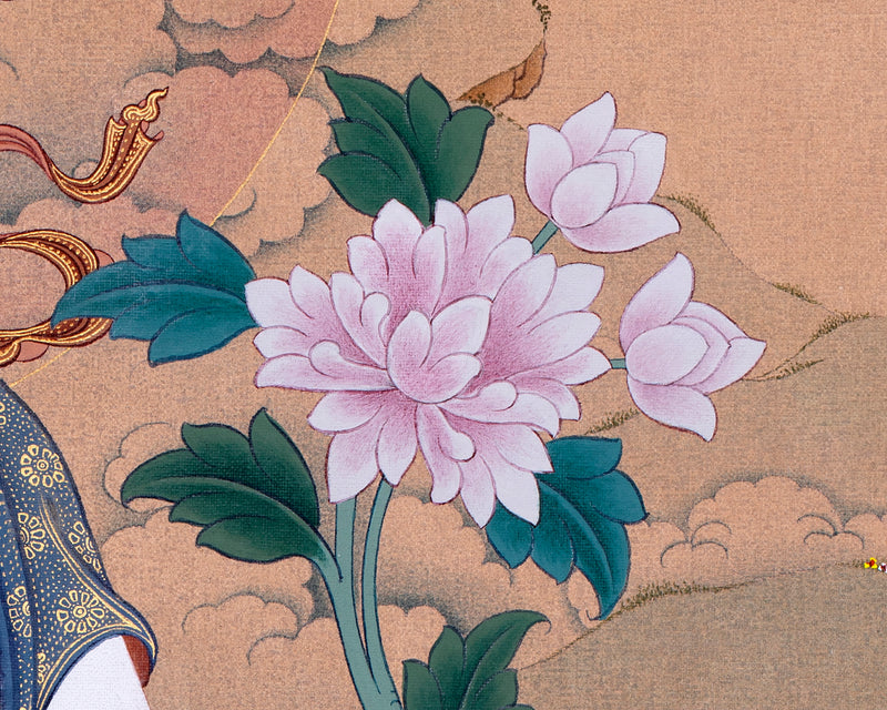 Chenrezig With Amitabha | Buddhist Thangka Print | Bodhisattva Art