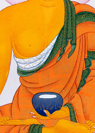 Hand-Painted Shakyamuni Buddha Thangka Art | Gold-Painted Thangka For Meditation Practice