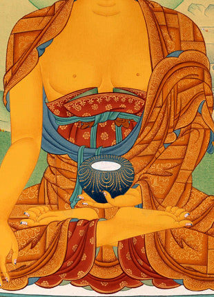 Buddha Shakyamuni Thangka | Hand Painted With Natural Stone Colors