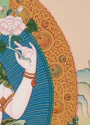4 Armed Avalokiteshvara Thangka | High-Quality Tibetan Art