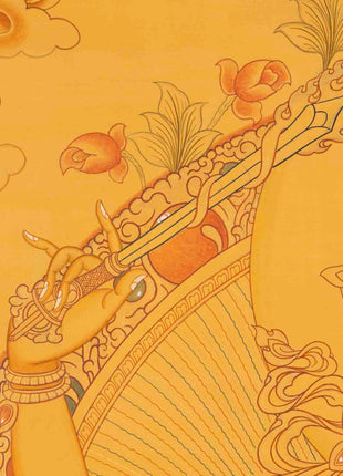 Original Manjushree Thangka | Full 24K Gold Style | Religious Wall Decors
