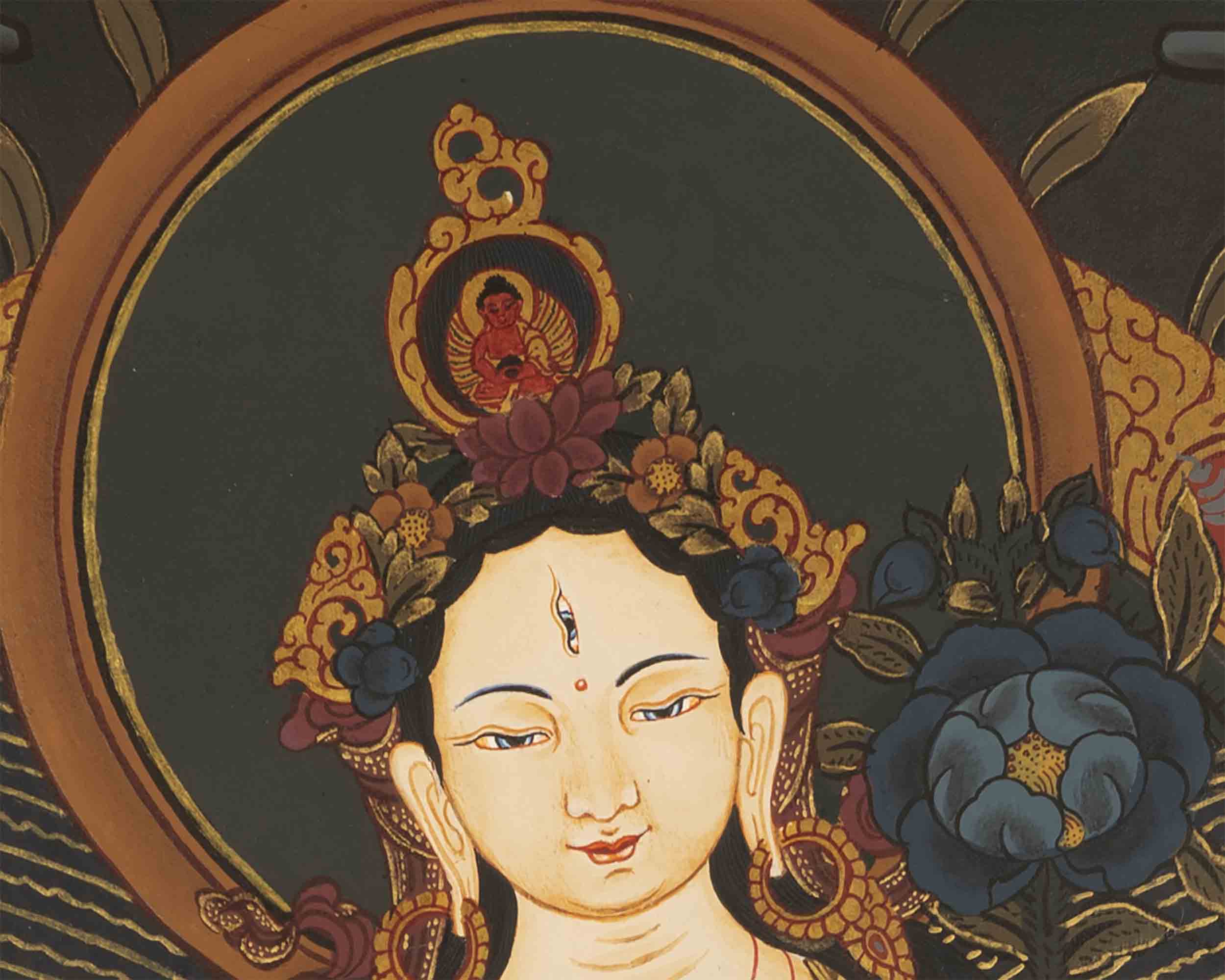 White Tara Thangka | Buddhist Wall Hanging Painting