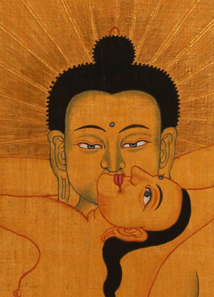 Gold Style Buddha Thangka | Samantabhadra Yab Yum Buddha Art