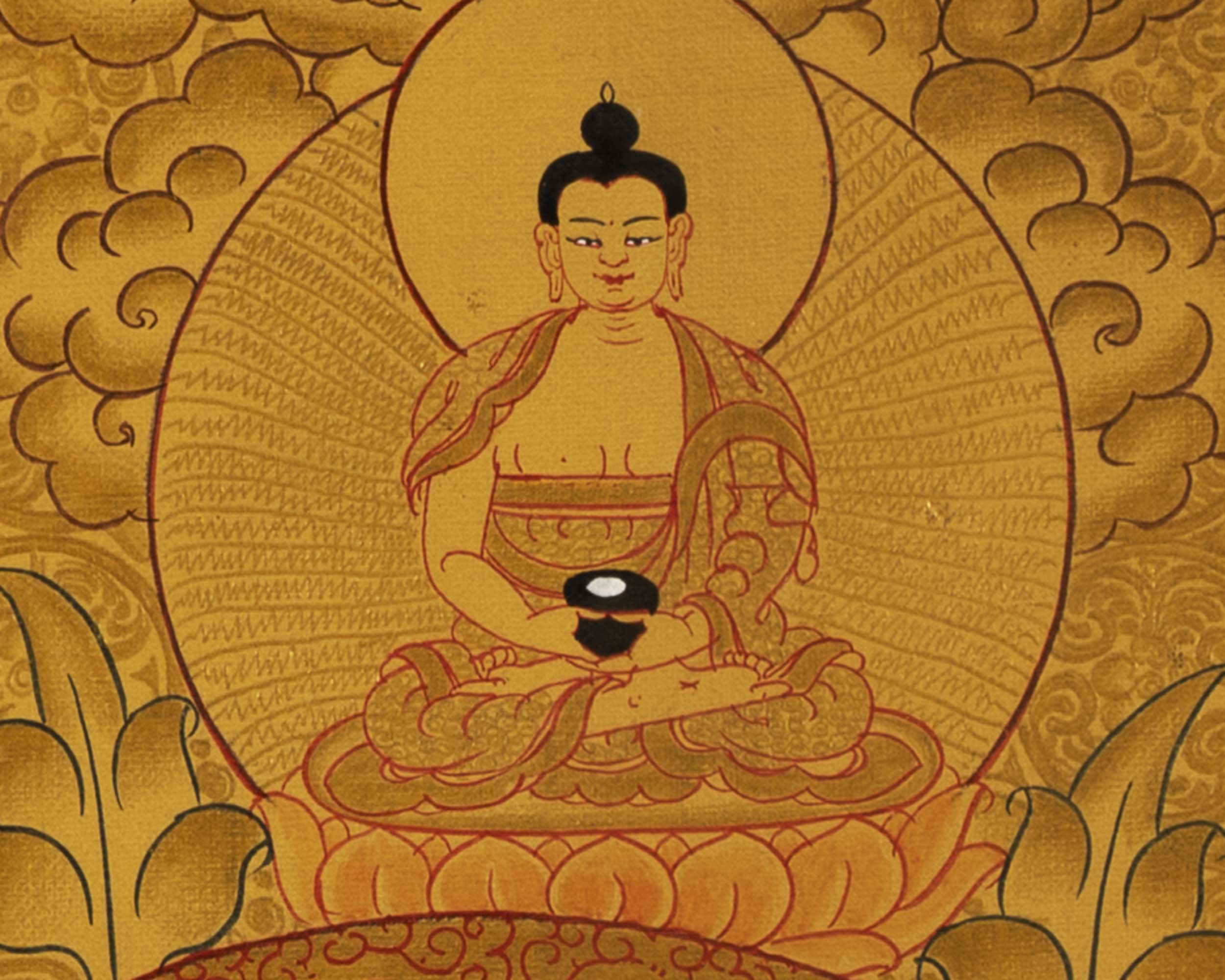 Medium Size White Tara | 24k Gold Painted Bodhisattva Painting