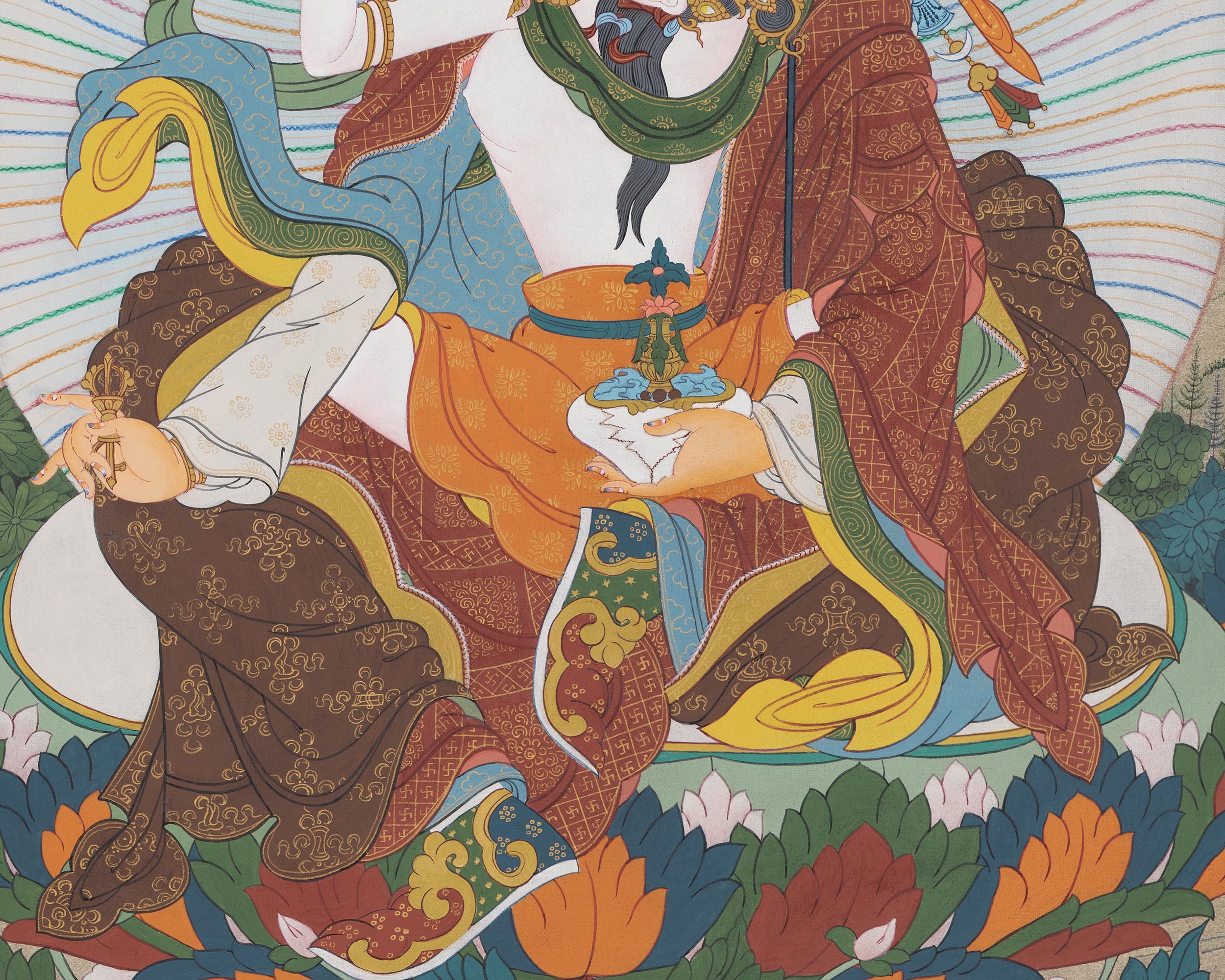 Guru Rinpoche  With Consort Thangka | Padmasambhava With Consort Thangka