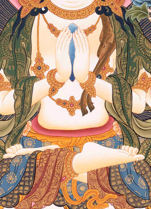 Avalokiteshvara Chengrezig | Wall Hanging Yoga Canvas Thangka
