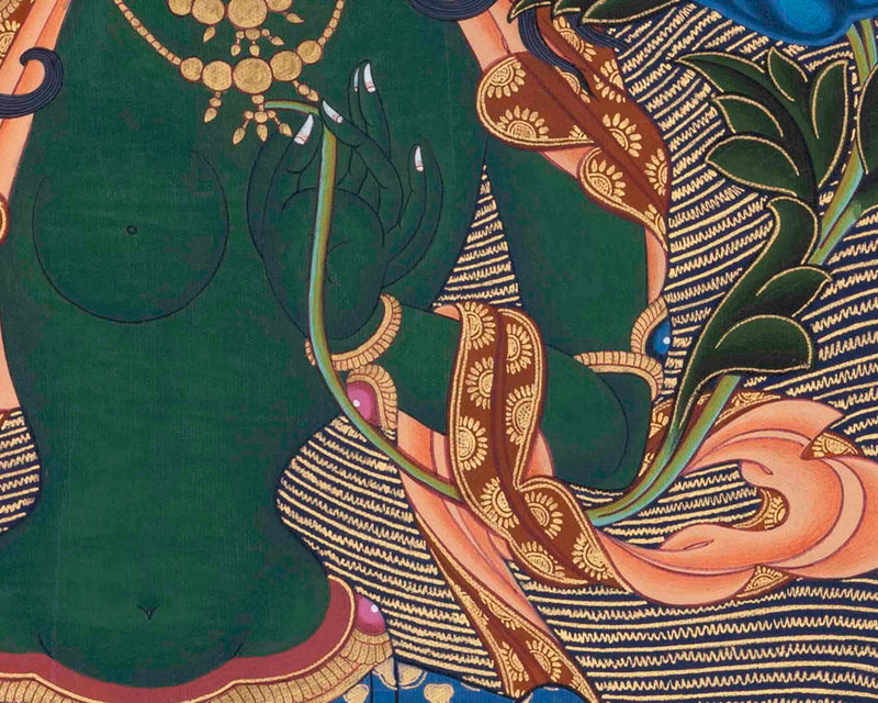 Female Bodhisattva Tara | Green Tara Thangka | Wall Decoration Art