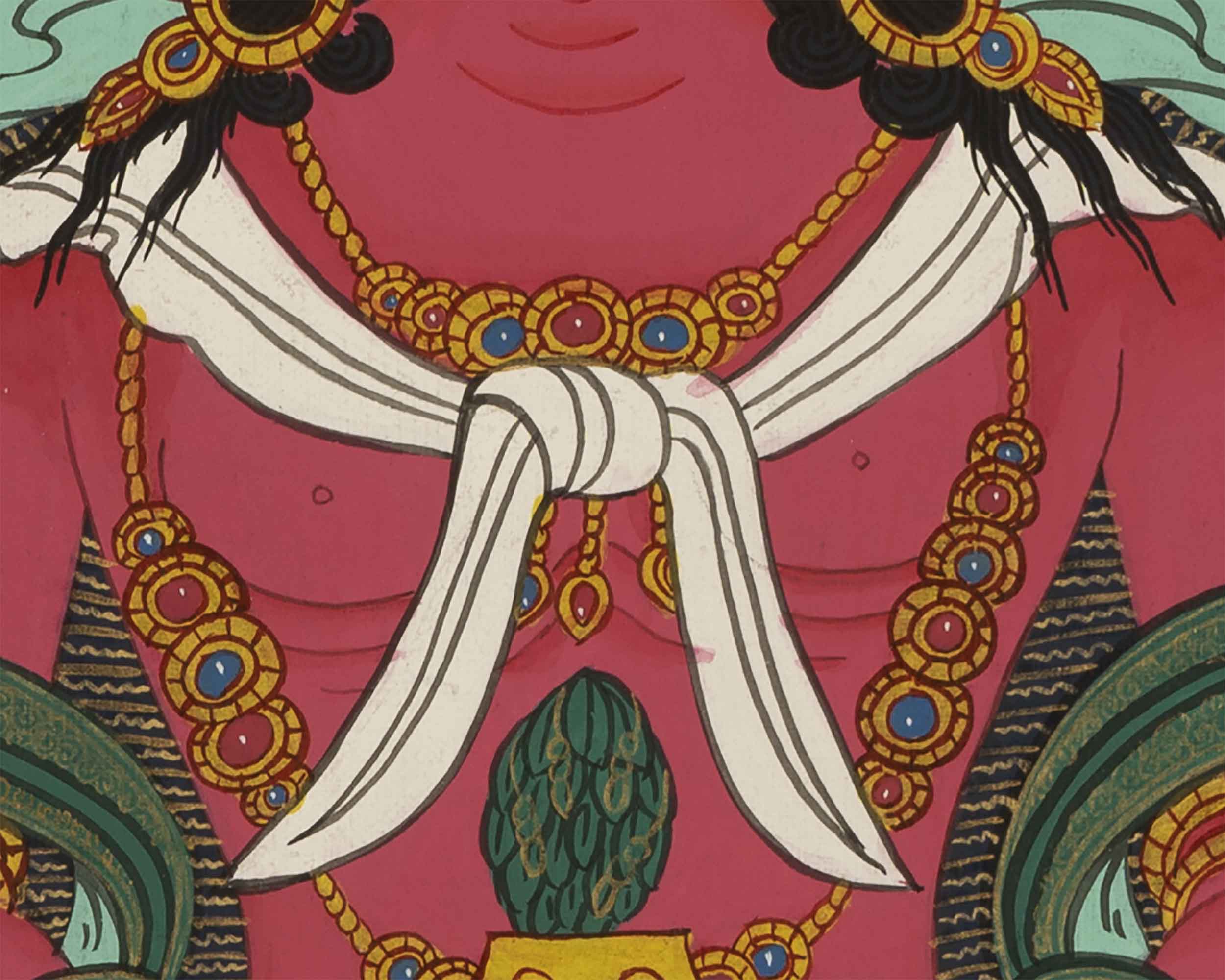 Red Amitayus Buddha Thangka | Tibetan Wall Decoration