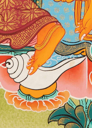Handpainted Dzambala Kubera | Religious Thangka Art | Wall Decors