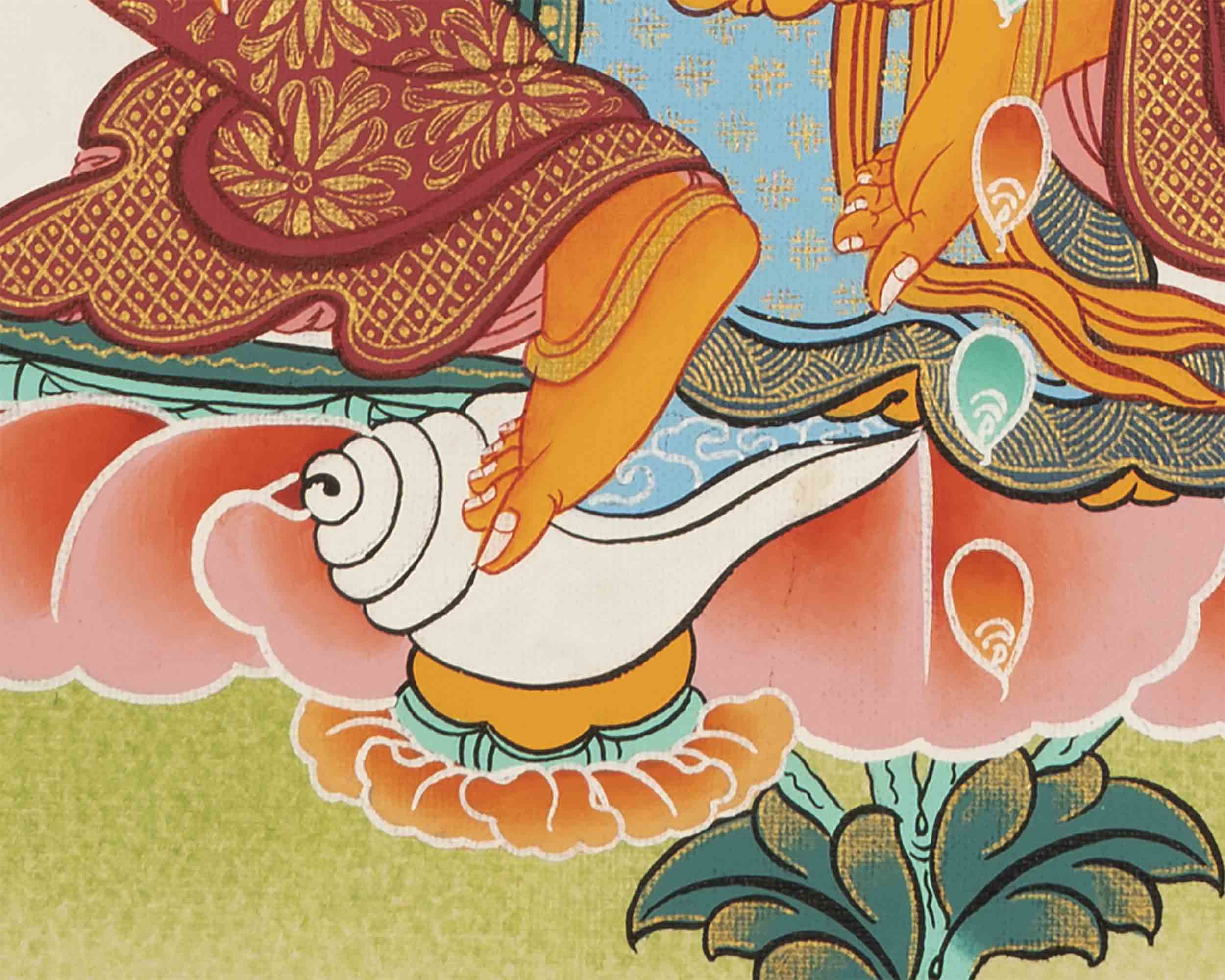 Handpainted Dzambala Kubera | Religious Thangka Art | Wall Decors