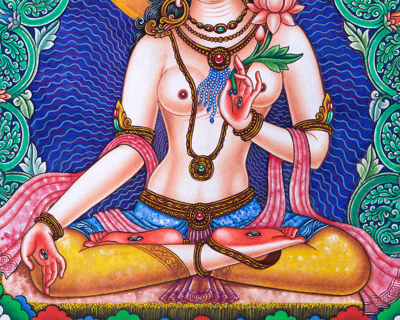 Buddha Tara Mantra Practice Pauba Print | Traditional Newari Art For Wall Decoration