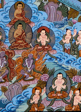 Hand-Painted Mandala Thangka With Brocade | Wall Decor Painting