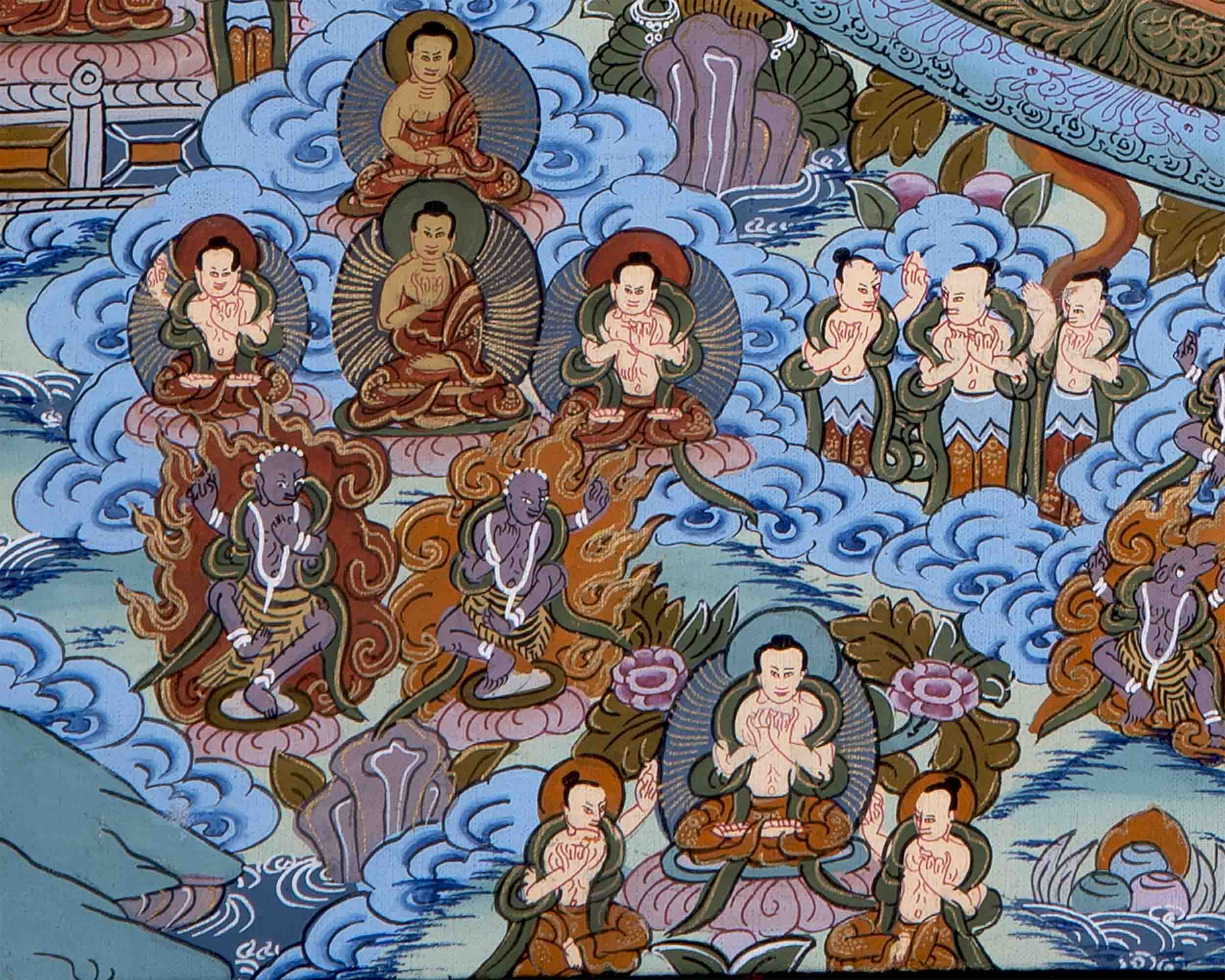 Hand-Painted Mandala Thangka With Brocade | Wall Decor Painting