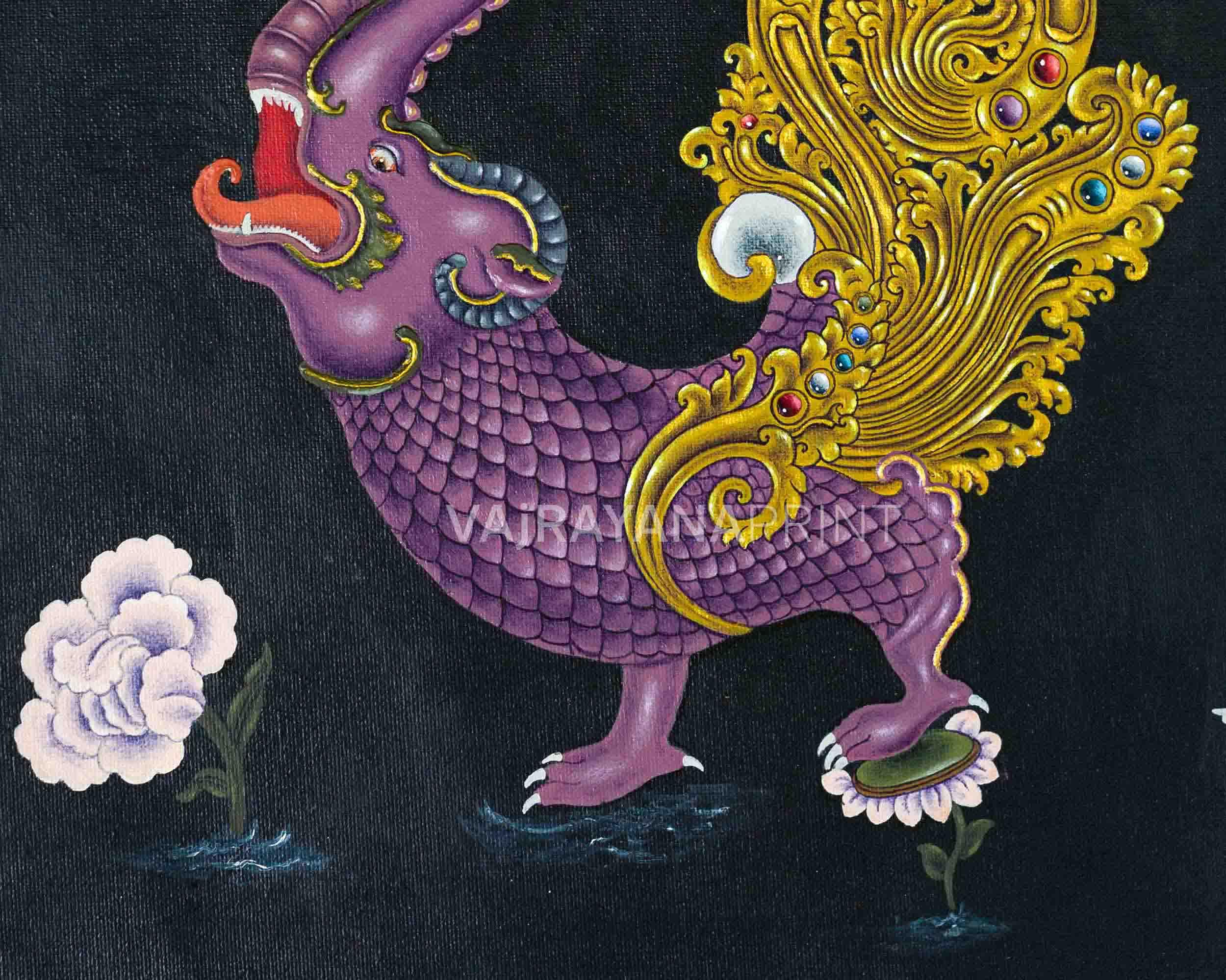 Hiti Manga Thangka Print | Traditional Makara | Spiritual Gifts