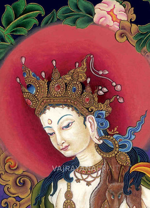 Tibetan Bodhisattva Padmapani Painting Print | Padmapani Lokeshwara Thangka Print