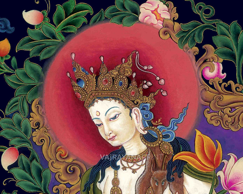 Tibetan Bodhisattva Padmapani Painting Print | Padmapani Lokeshwara Thangka Print