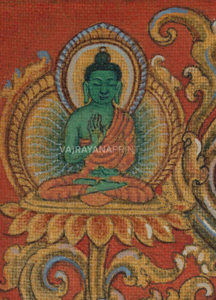 Mother Tara with Amoghasiddhi Thangka Print For Green Mantra Practice | Spiritual Room Decor
