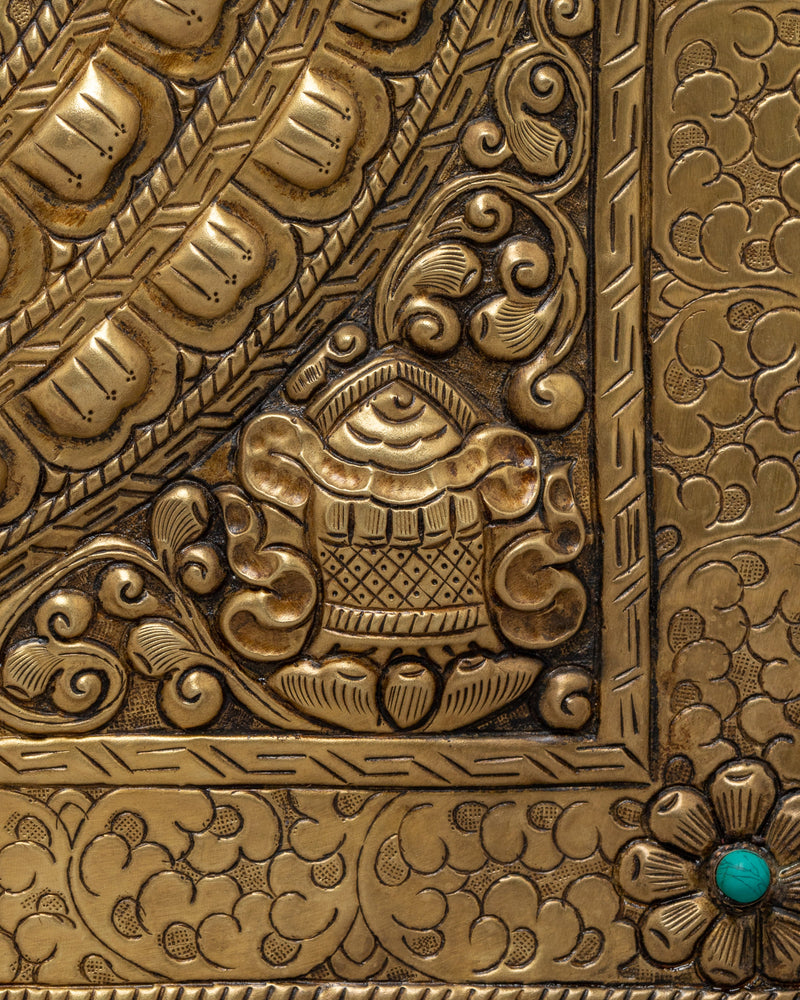 Shree Yantra Wall Hanging Brass Thanka | Traditional Thangka Art