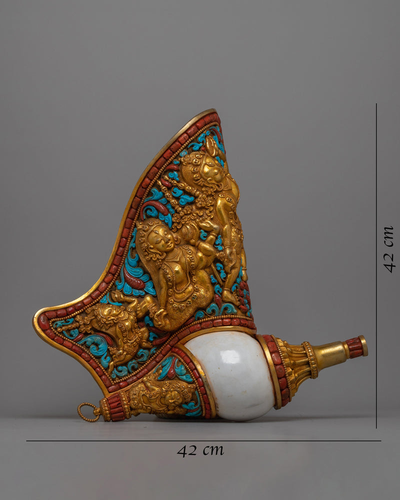 Tibetan Conch Shell | Handmade Buddhist Ceremonial Instrument