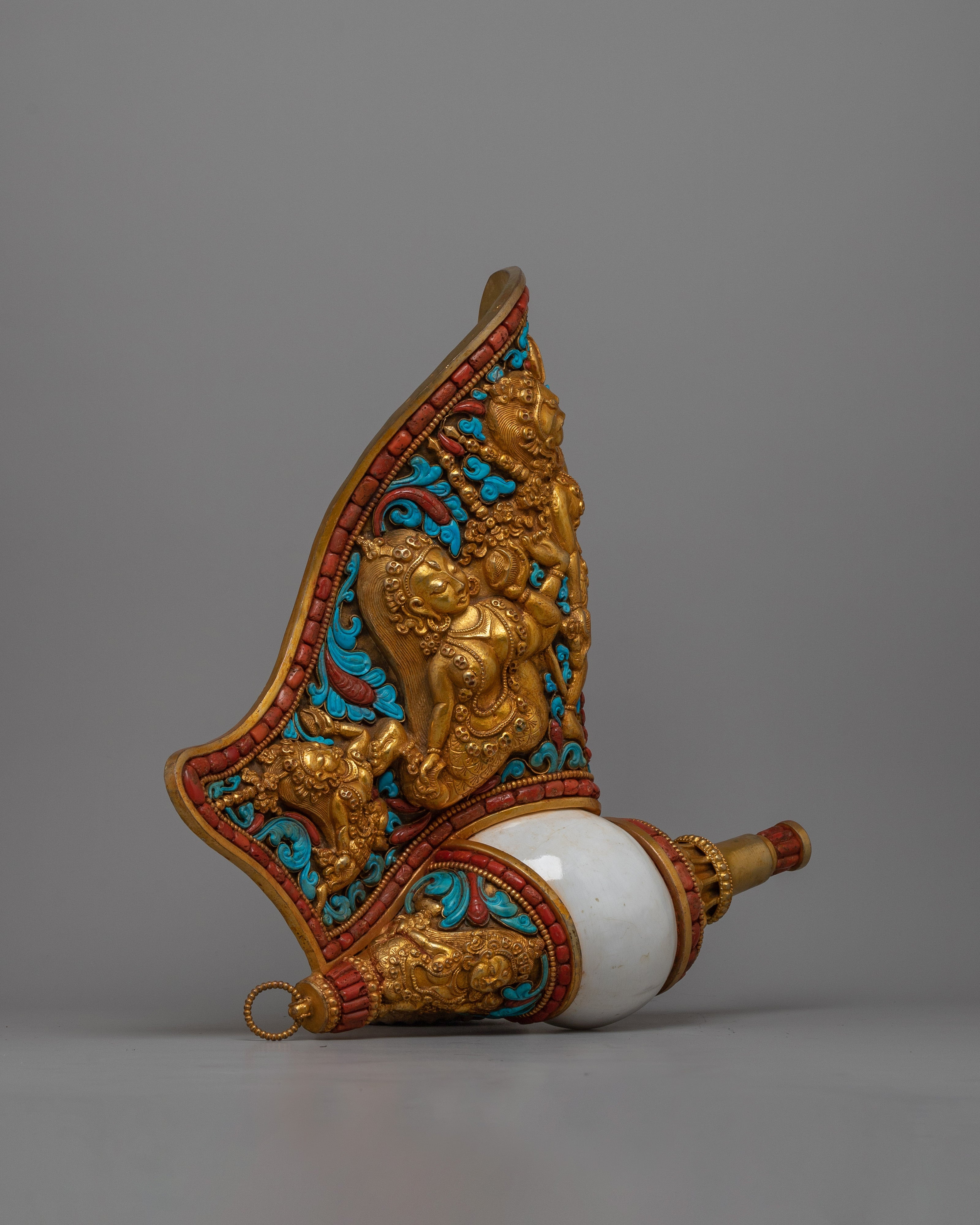 Tibetan Conch Shell | Handmade Buddhist Ceremonial Instrument