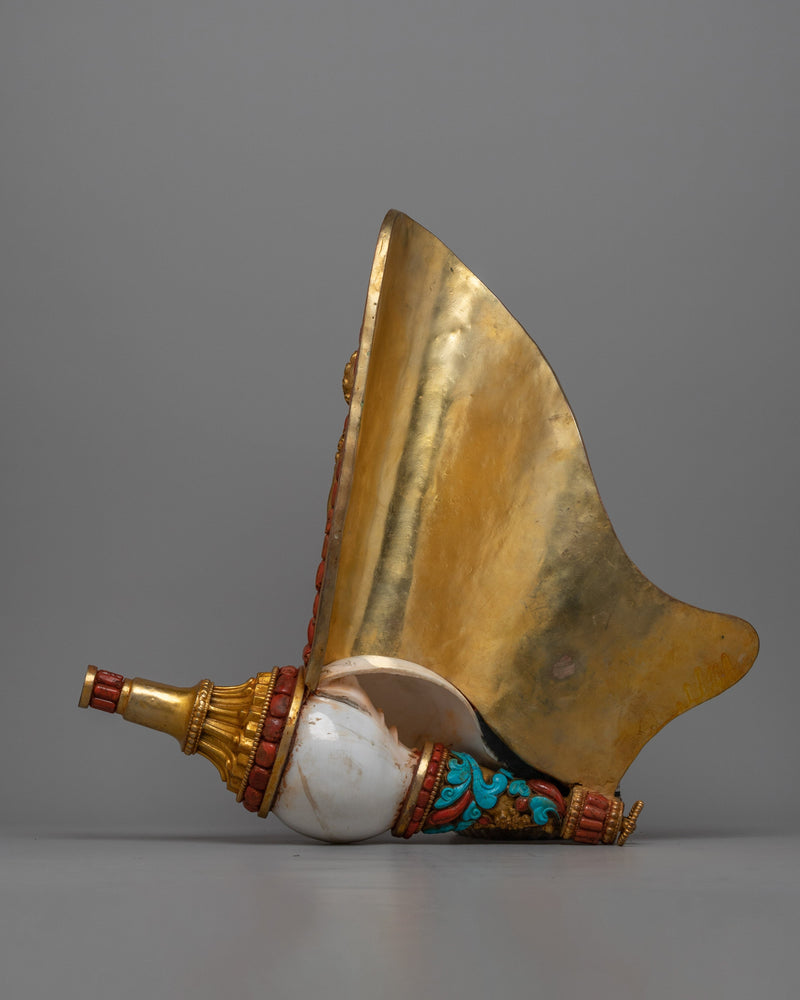 Tibetan Conch Shell | Handmade Buddhist Ceremonial Instrument