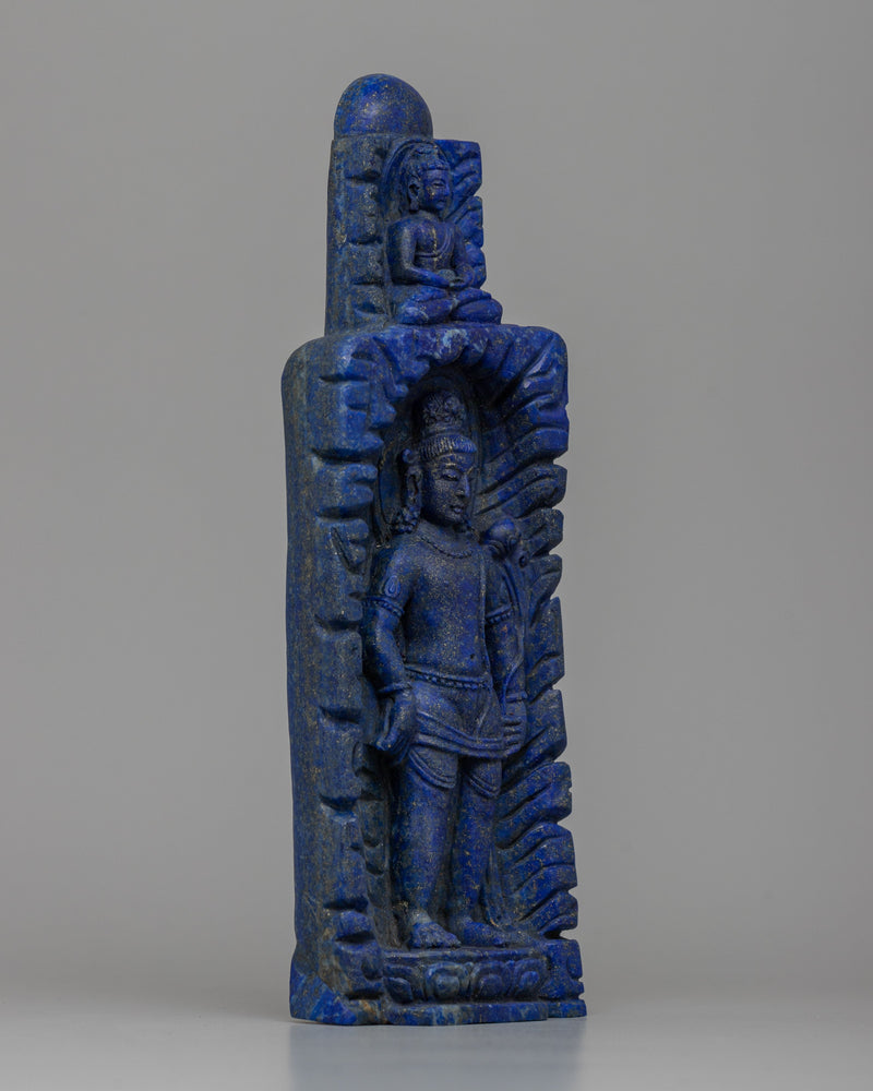 Lapis Standing Lokeshvara Statue | Rich Blue Gemstone Buddhist Icon