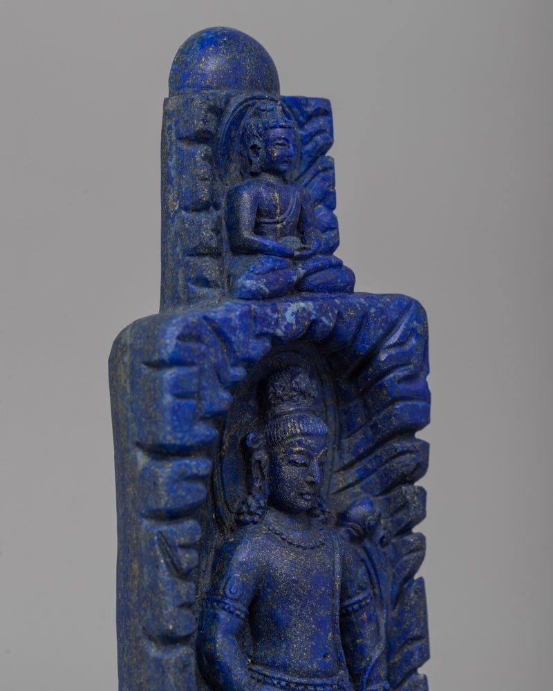 Lapis Standing Lokeshvara Statue | Rich Blue Gemstone Buddhist Icon