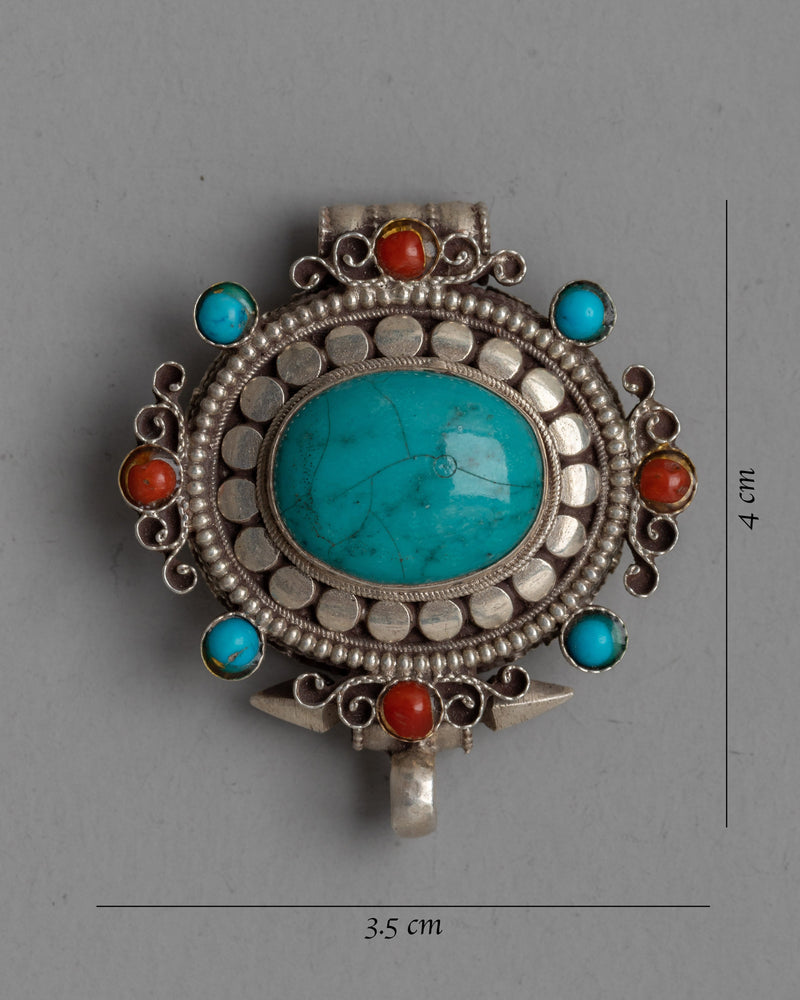 Turquoise Ghau Box Locket | Handmade Shrine Pendant