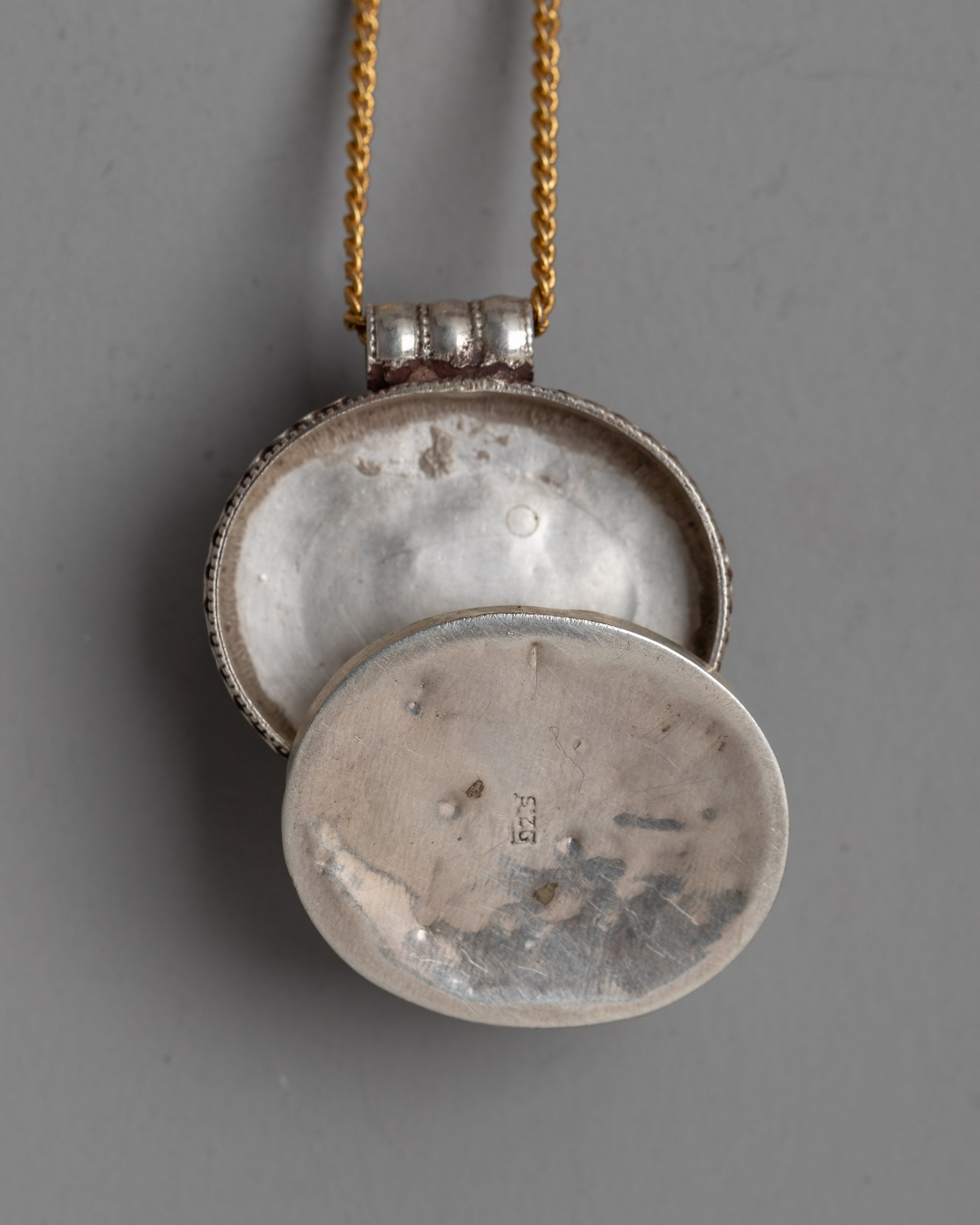 Turquoise Oval Ghau Box Locket | Handmade Shrine Pendant