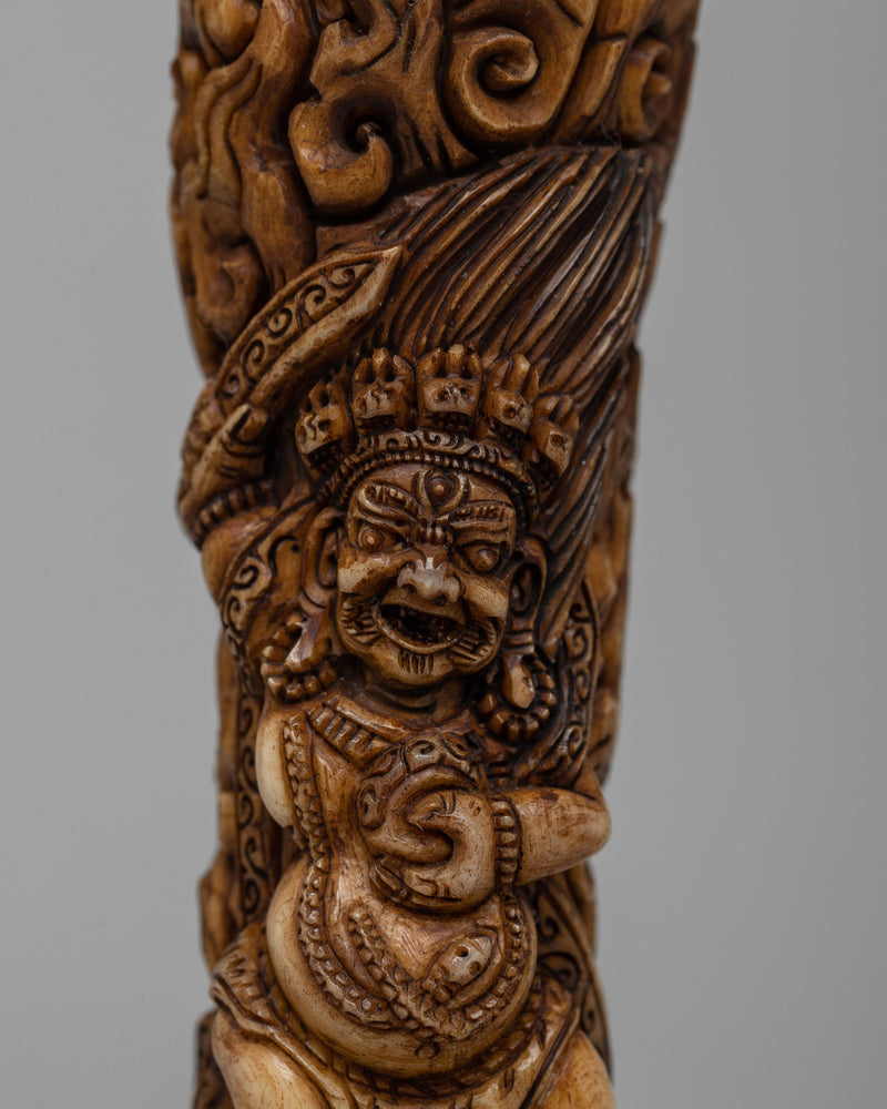 Bone Mahakala Bernakchen Seal | Handmade Carved Buddhist Art