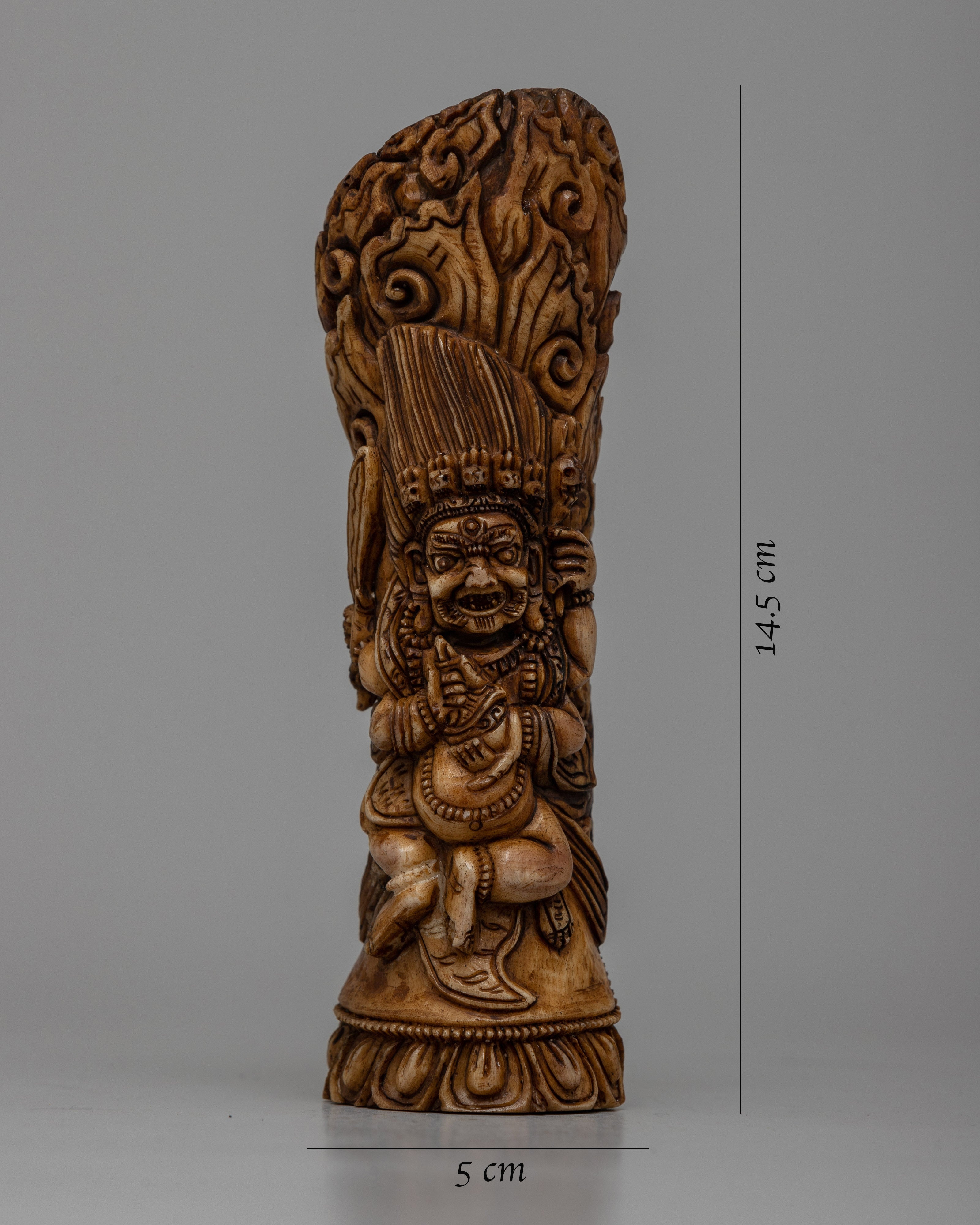 Ethically Sourced Buffalo Bone Mahakala Stamp | Tibetan Protector Art