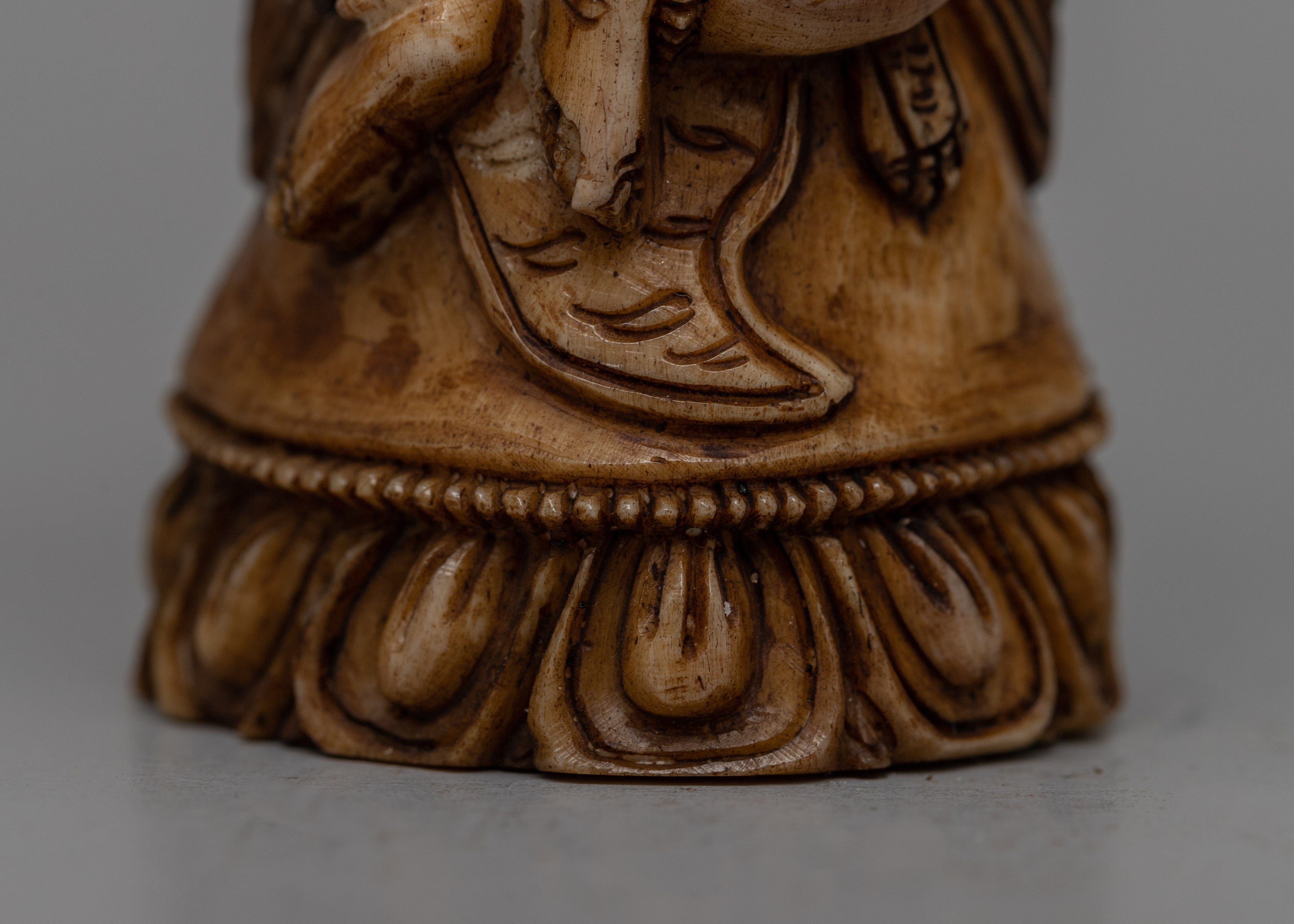 Ethically Sourced Buffalo Bone Mahakala Stamp | Tibetan Protector Art