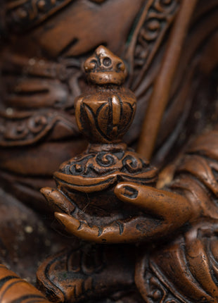 Oxidized Copper Guru Rinpoche Statue | Machine-Made Buddhist Master