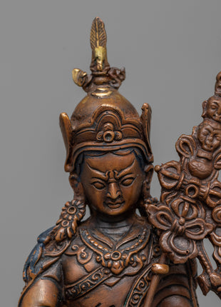 Oxidized Copper Guru Rinpoche Statue | Machine-Made Buddhist Master