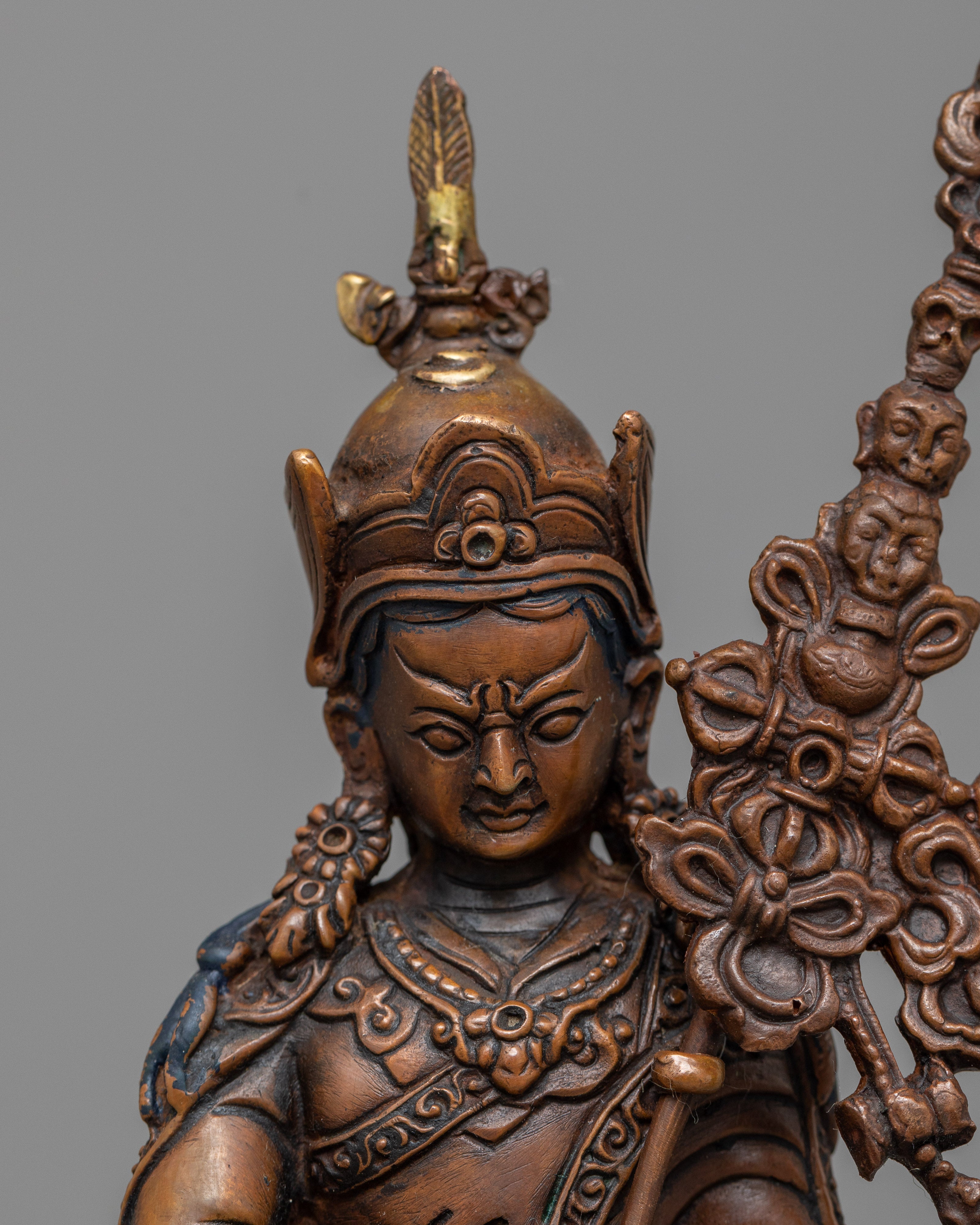 Oxidized Copper Guru Rinpoche Statue | Machine-Made Buddhist Master
