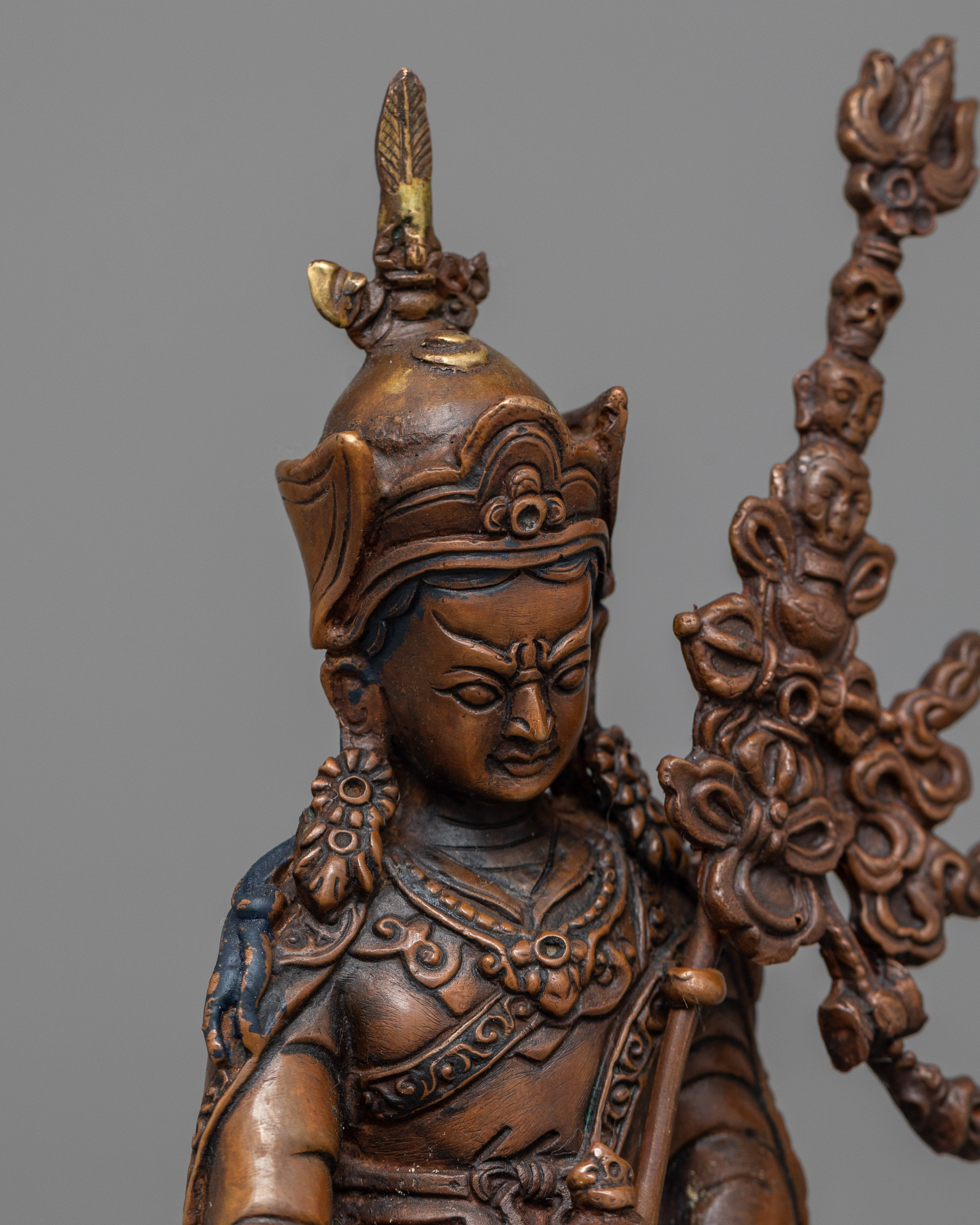 Oxidized Copper Guru Rinpoche Statue | Machine-Made Buddhist Master