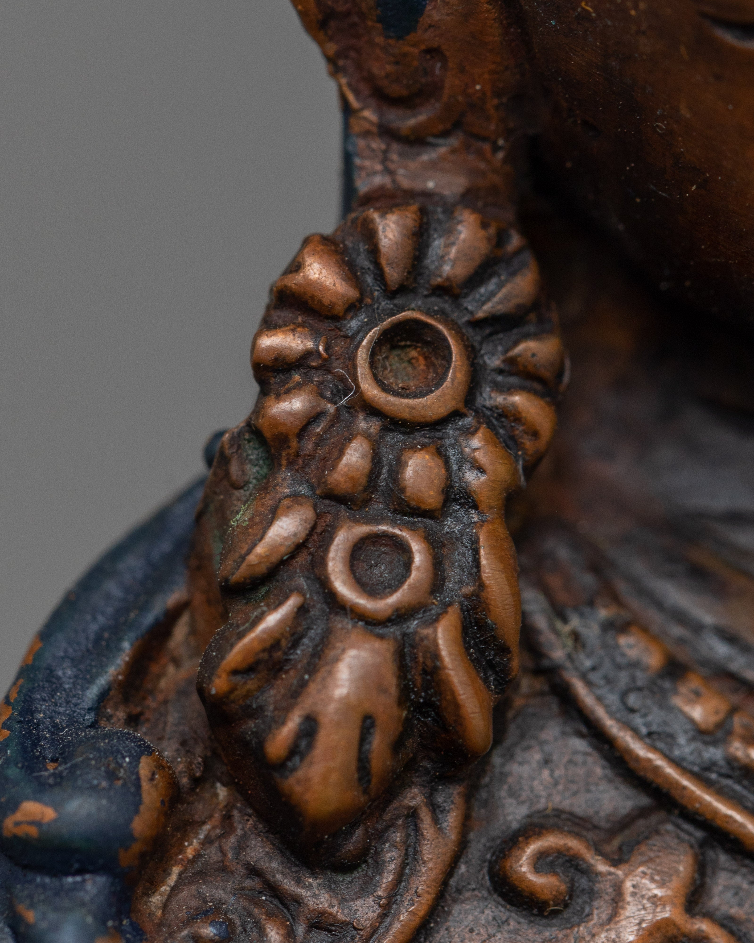 Oxidized Copper Guru Rinpoche Statue | Machine-Made Buddhist Master