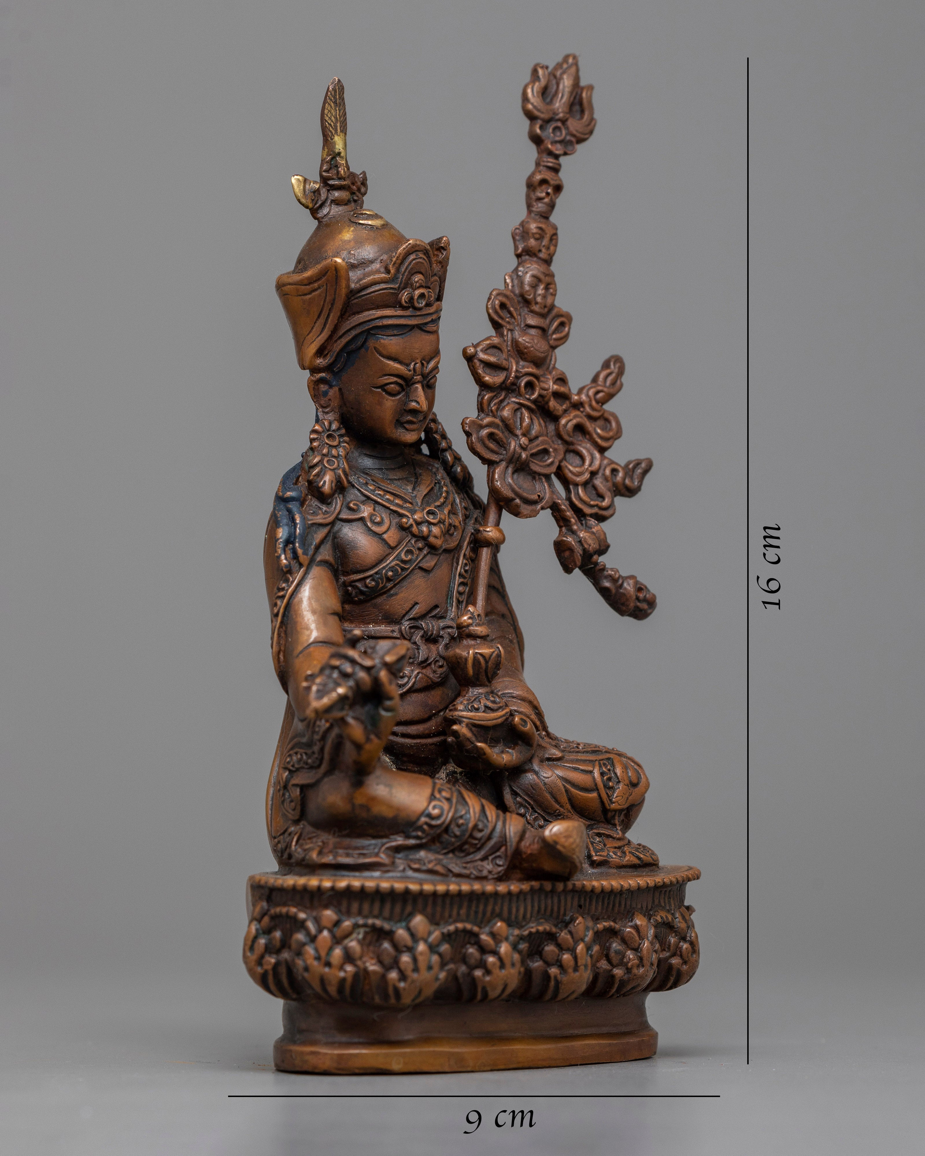 Oxidized Copper Guru Rinpoche Statue | Machine-Made Buddhist Master