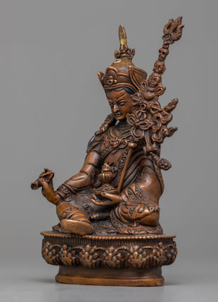 Oxidized Copper Guru Rinpoche Statue | Machine-Made Buddhist Master