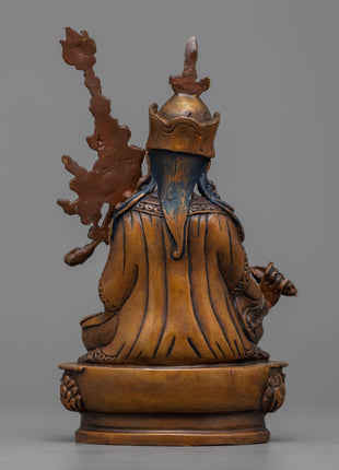 Oxidized Copper Guru Rinpoche Statue | Machine-Made Buddhist Master