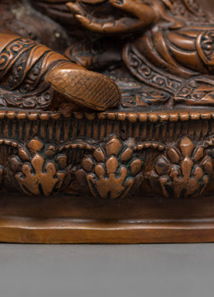 Oxidized Copper Guru Rinpoche Statue | Machine-Made Buddhist Master